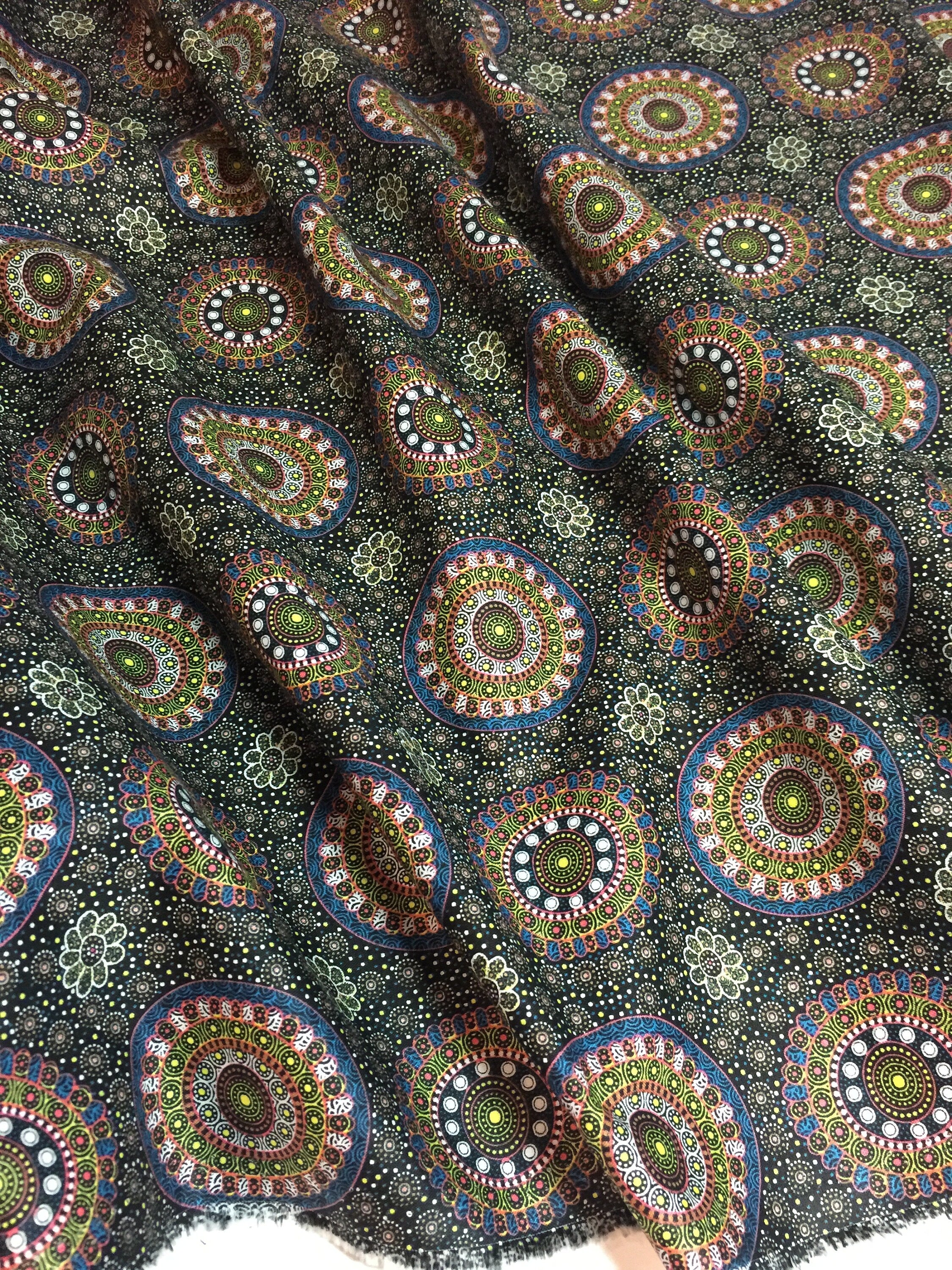Australian Fabric - Alura Seed Dreaming in Yellow by M & S - Aboriginal Ethnic Tribal - 100% Quality Cotton - by the Yard or Yardage