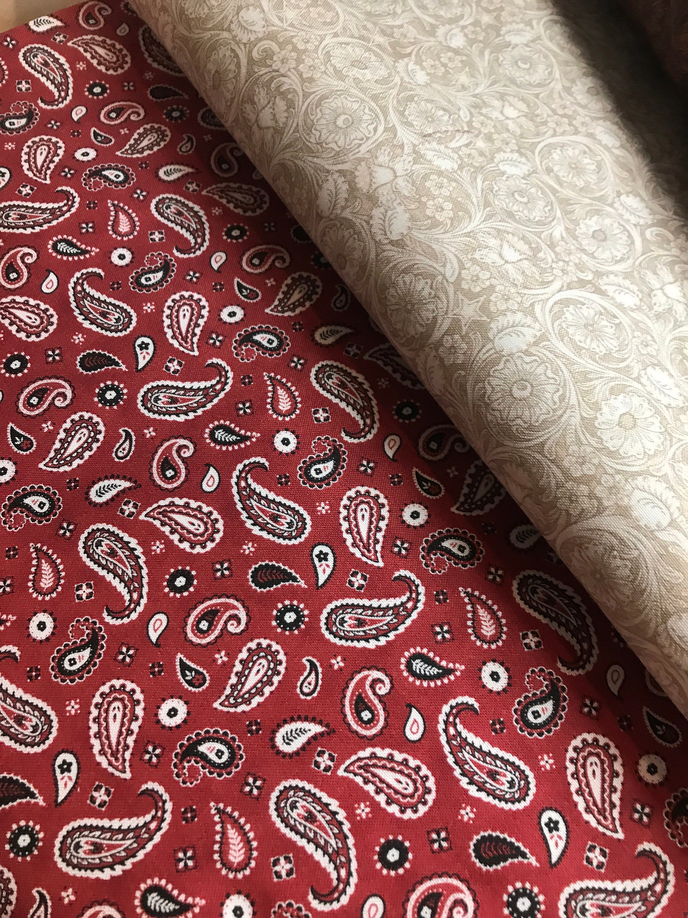 Cowgirl Spirit Fabric - Bandana Paisley - Dark Red by Oasis Western Country West  -100% Quality Cotton - by Yd and Yardage