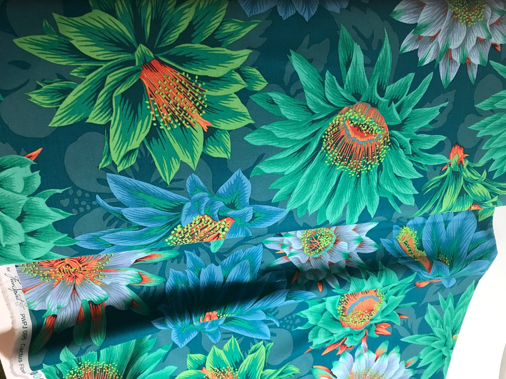 Kaffe Fassett Fabric- Cactus Flower PWPJ096.GREEN Spring Collective 2021 by FreeSpirit - 100%  Quality Cotton - by 1/2 Yd and YARDAGE
