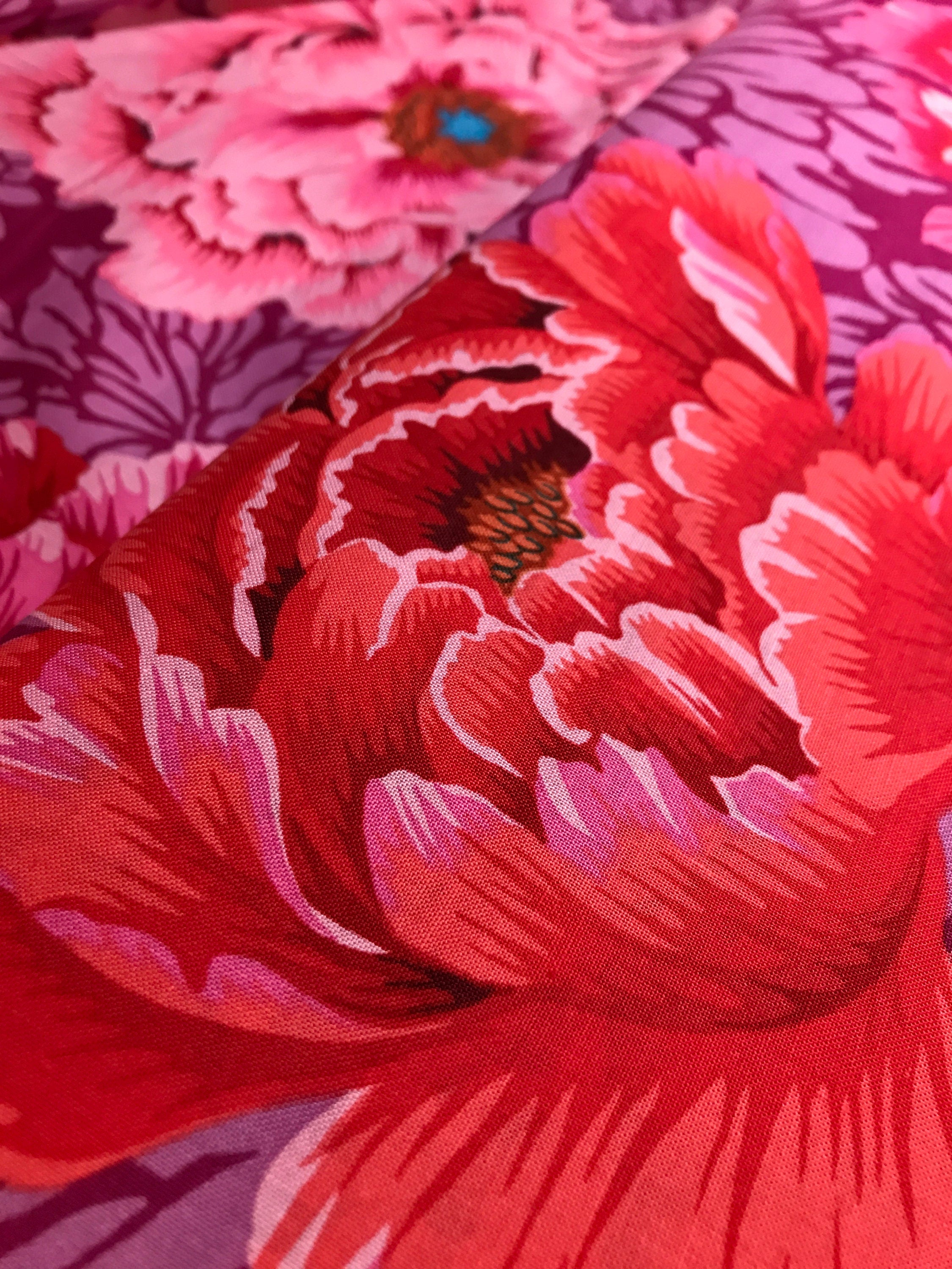 Kaffe Fassett Fabric- Brocade Peony PWPJ062.HOT Spring Collective 2021 by FreeSpirit - 100%  Quality Cotton - by Fat 1/2 Yd and YARDAGE