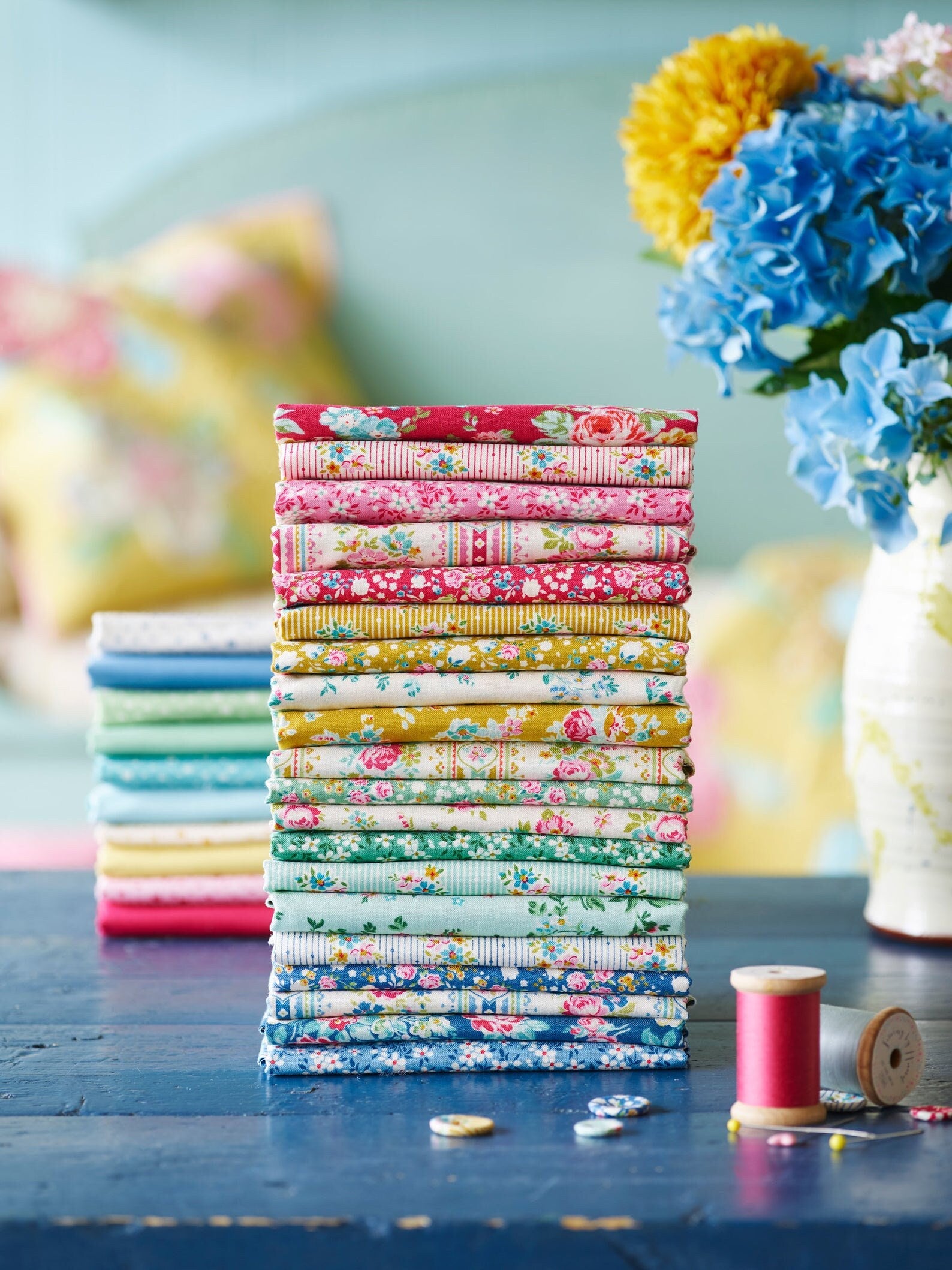 Tilda Fabric - Tilda Solid Soft Teal 120003 - Solids - 100% Quilting Cotton by 1/2 Yard