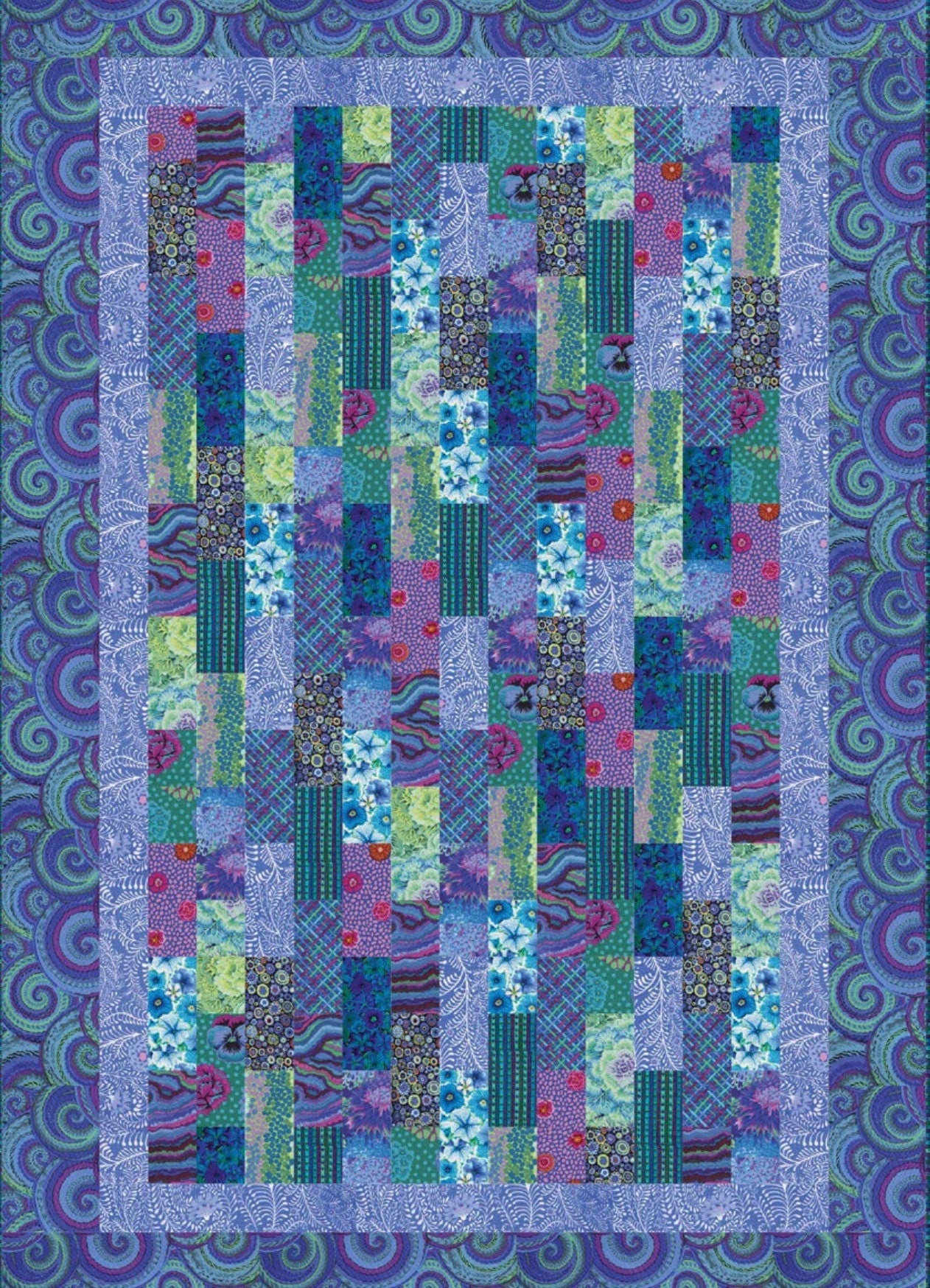 Kaffe Fabric - Quilt Kit Kaffe Fassett "Blue Bricks"  - 84 "x 57" - 100% Quality Cotton Quilt Kit