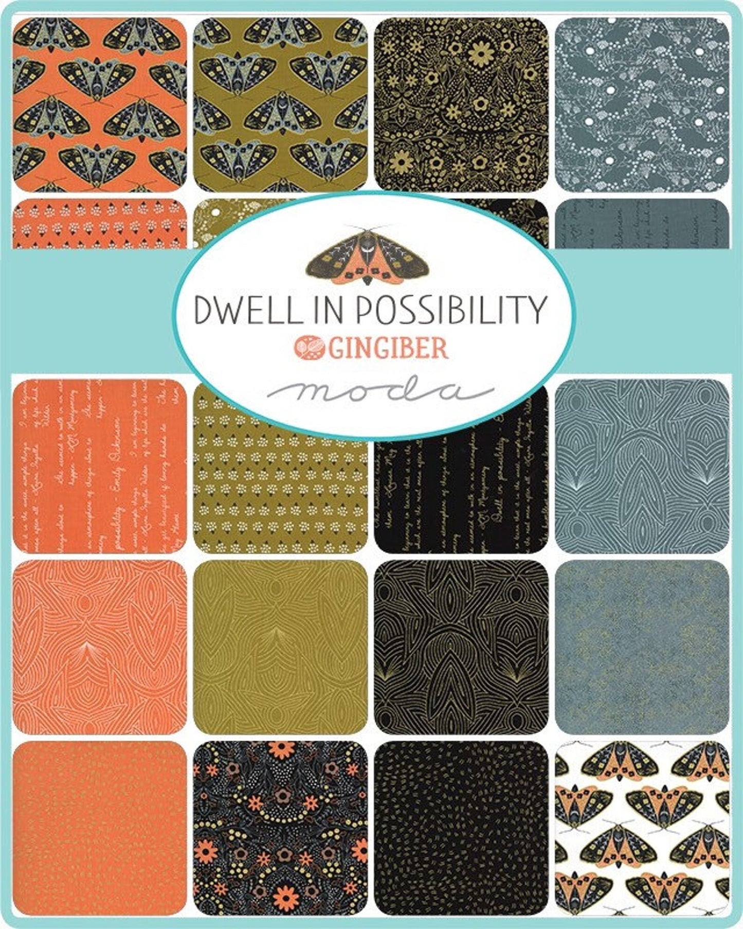 Dwell In Possibility Layer Cake by Gingiber 10inch Layer Cake - 42 Swatches from the Dwell Moda Metallic Collection